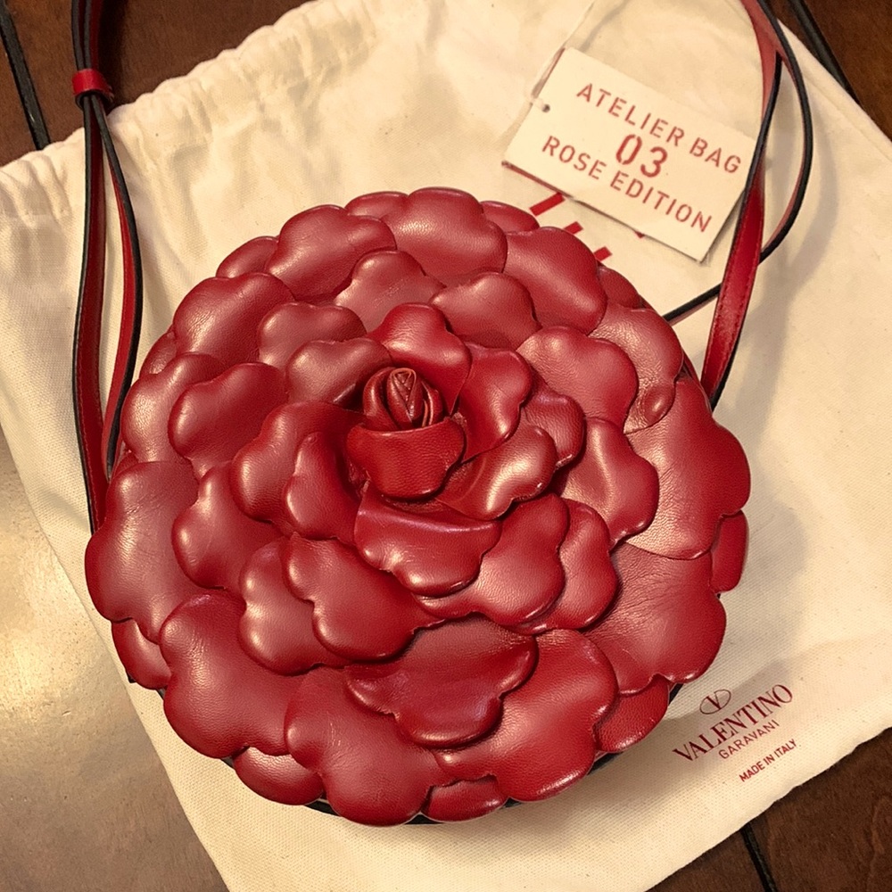 Valentino Garavani Atelier 03 Rose Edition Red Leather Shoulder Bag Crossbody
